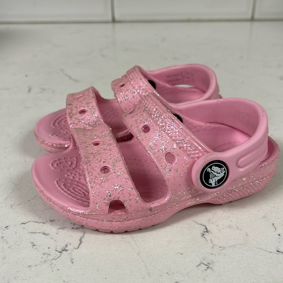Crocs Kids' Classic Sandal Toddler Pink Glitter Size 6 Child - Picture 1 of 14